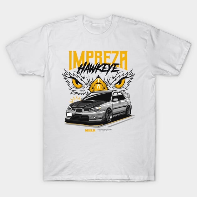 Subaru Impreza Hawkeye STI Car Illustration T-Shirt by Midnight Invaders